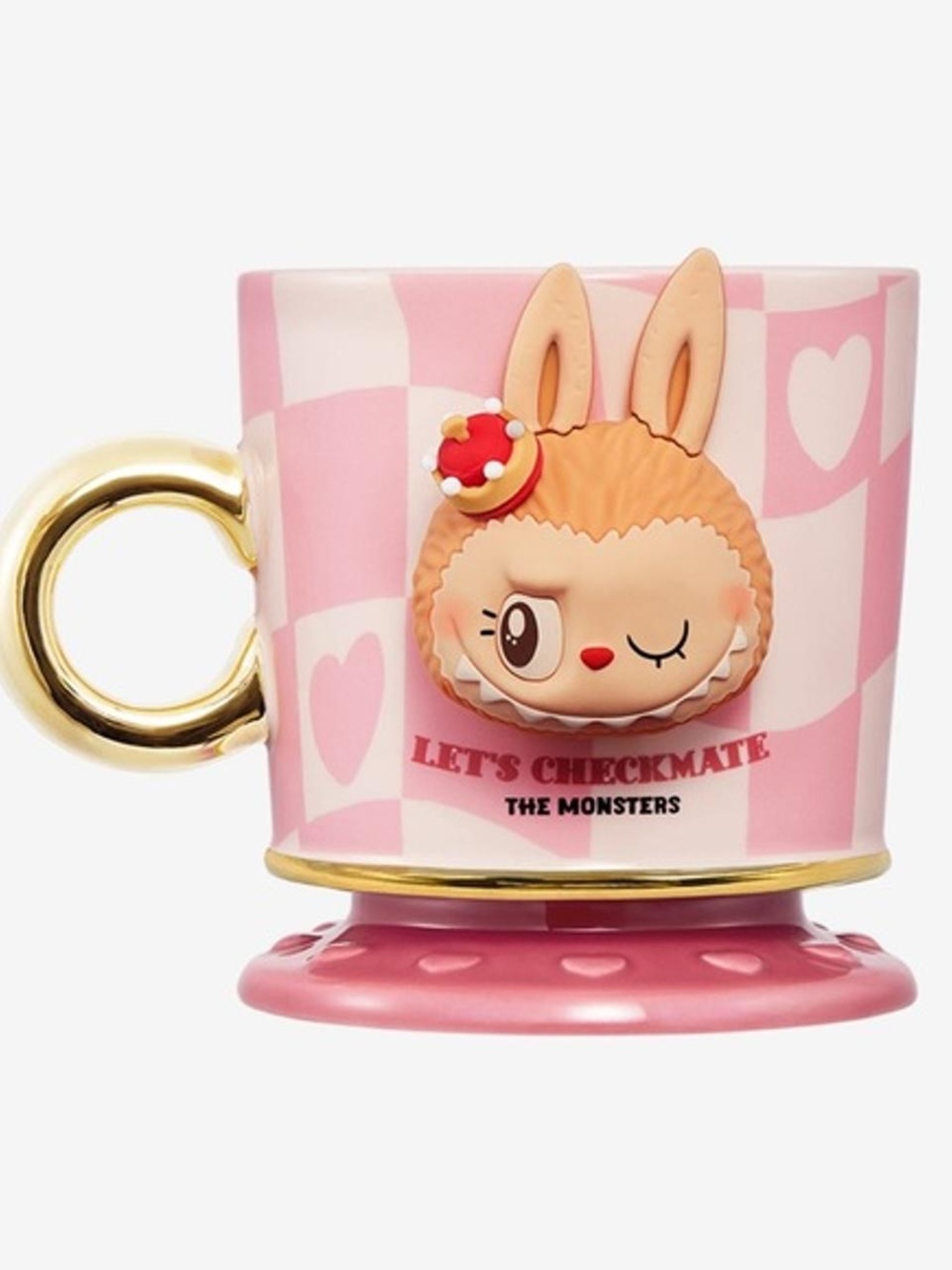 POP MART THE MONSTERS "Let's Checkmate" Pink Ceramic Mug 290ml Painted
